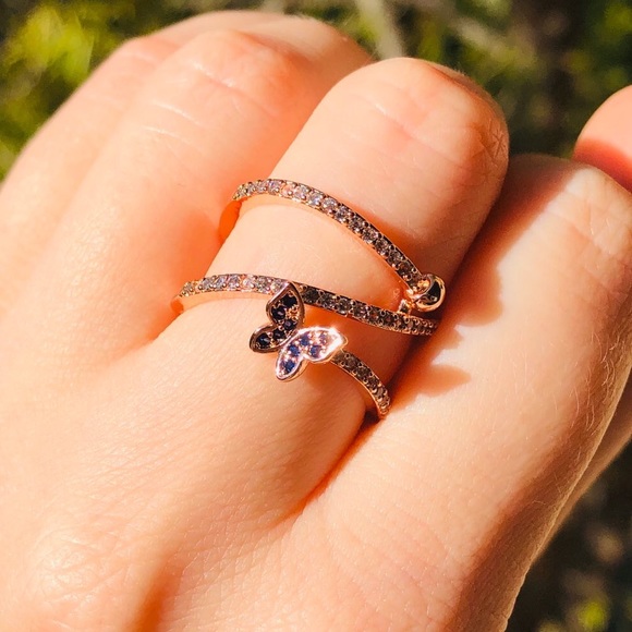 Jewelry - NEW Luxury Rose Gold Micro Pave CZ Butterfly Ring